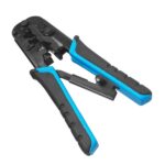 WP Crimpatrice metallica per RJ11/RJ12/RJ45 a cricchetto - Funzione spellacavi - Colore nero e blu
