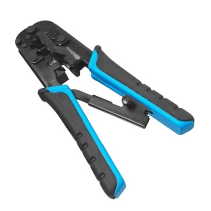 WP Crimpatrice metallica per RJ11/RJ12/RJ45 a cricchetto - Funzione spellacavi - Colore nero e blu