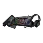 Unykach Pack Gaming NOVA 4in1 USB Tastiera multimediale + Mouse 7200dpi + Cuffie con microfono + Tappetino XL - Tastiera spagnola - Colore nero