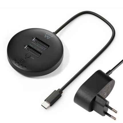 Ewent Clonatore doppio alloggiamento - NVMe M2 - USB-C 3.2 Gen2 - Indicatore LED - Colore nero