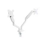Tooq Supporto da tavolo con bracci articolati per 2 monitor da 13"-34" - Girevole e inclinabile - Pistone a gas - Peso massimo 10 kg per braccio - VESA 100x100 mm - Colore bianco