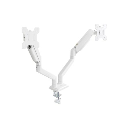Tooq Supporto da tavolo con bracci articolati per 2 monitor da 13"-34" - Girevole e inclinabile - Pistone a gas - Peso massimo 10 kg per braccio - VESA 100x100 mm - Colore bianco