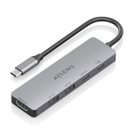 Aisens USB-C Dock 5 in 1 - USB-C a 1xHDMI - 2xUSB-A - 1xUSB-C - 1xUSB-C PD 100W - 15 cm - Colore grigio