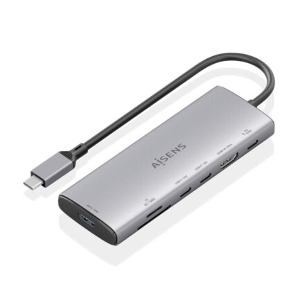 Aisens USB-C Dock 7 in 1 - USB-C a 1xHDMI - 1xUSB-A 10G - 2xUSB-C 10G - 1xSD - 1xMicroSD -  1xUSB-C PD 100W - 20 cm - Colore grigio