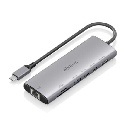 Aisens USB-C Dock 7 in 1 - USB-C a 1xHDMI - 1xRJ45 - 1xUSB-A 10G - 2xUSB-C 10G - 1xSD - 1xMicroSD - 20 cm - Colore grigio