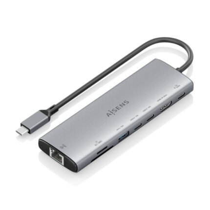 Aisens USB-C Dock 8 in 1 - USB-C a 1xHDMI - 1xRJ45 - 1xUSB-A 10G - 2xUSB-C 10G - 1xUSB-C PD 100W - 1xSD - 1xMicroSD - 20 cm - Colore grigio