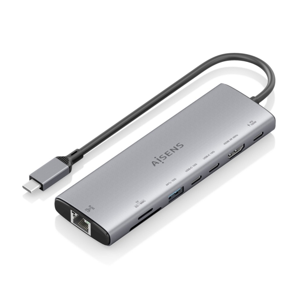 Aisens USB-C Dock 8 in 1 - USB-C a 1xHDMI - 1xRJ45 - 1xUSB-A 10G - 2xUSB-C 10G - 1xUSB-C PD 100W - 1xSD - 1xMicroSD - 20 cm - Colore grigio Aisens USB-C Dock 8 in 1 - USB-C a 1xHDMI - 1xRJ45 - 1xUSB-A 10G - 2xUSB-C 10G - 1xUSB-C PD 100W - 1xSD - 1xMicroSD - 20 cm - Colore grigio