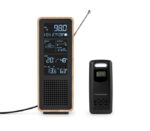 Thomson Altoparlante Bluetooth con stazione meteorologica e radio FM - Potenza musicale 15 W - Schermo retroilluminato - Sonda esterna wireless - Colore legno e nero