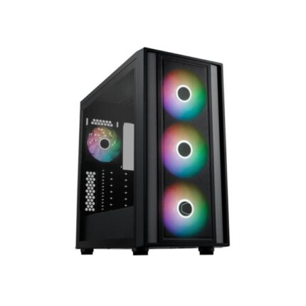 Cooler Master Masterbox 600 Case Mid Tower ATX/MicroATX/Mini-ITX - 3 ventole frontali RGB da 140 mm - 1 ventola posteriore RGB da 120 mm - Finestra laterale - Griglia in metallo - 230x481x474 mm - Colore nero