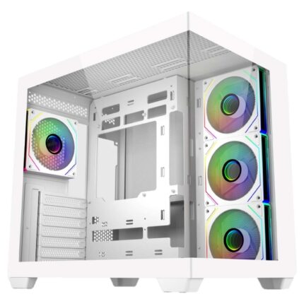 Cooler Master Elite 681 Case Mid Tower ATX/MicroATX/Mini-ITX - 4 ventole RGB da 120 mm - Vista panoramica - Doppia camera - Audio - 2xUSB-A - 1xUSB-C - 520x344x440 mm - Colore bianco