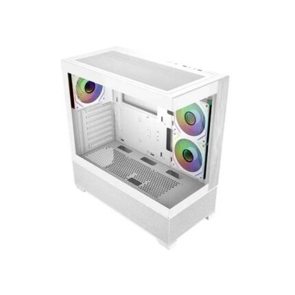Cooler Master Elite 690 Wood Case Mid Tower ATX/MicroATX/Mini-ITX - 3 ventole RGB da 120 mm - Vista panoramica - Doppia camera - 2xUSB-A - 1xUSB-C - 434x218x454 mm - Colore bianco