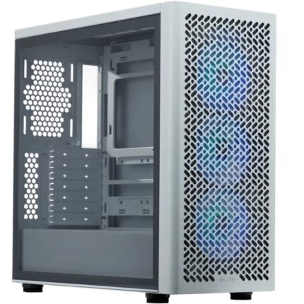 Cooler Master Elite 502 Case Tower E-ATX - 3 ventole RGB da 120 mm - Finestra laterale - Gestione cavi - Audio - 1xUSB-A - 1xUSB-C - 474x230x481 mm - Colore bianco