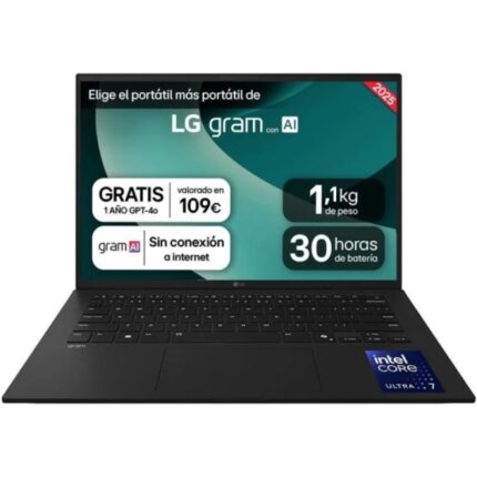 LG Gram 14ZD90T-G.AX78B Portatile 14" Intel Core Ultra 7 255H - 16 GB - SSD da 1 TB - Colore nero - Tastiera QWERTY (ES)