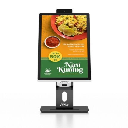 AVPos Chiosco self-service da tavolo CD22 - 22 pollici touchscreen - I3 10a generazione - 8 GB di memoria - SSD 256 GB - Scanner 2D - WIFI - Colore nero