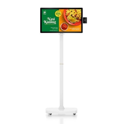 AVPos Chiosco self-service da pavimento CD24 - 24 pollici touchscreen - I3 10a generazione - 8 GB di memoria - SSD 256 GB - Scanner 2D - WIFI - Colore bianco e nero