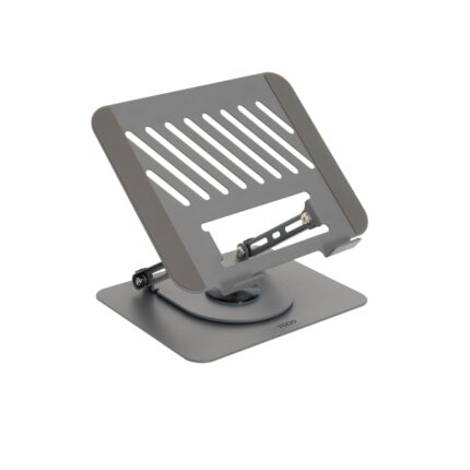 Tooq PH-DAFNE-G Supporto da tavolo per laptop - Da 11" a 17" - Acciaio - Rotazione 360° - Pieghevole e portatile - Stabile e antiscivolo - Regolabile - Colore grigio scuro