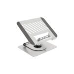 Tooq PH-DAFNE-S Supporto da tavolo per laptop - Da 11" a 17" - Acciaio - Rotazione 360° - Pieghevole e portatile - Stabile e antiscivolo - Regolabile - Colore argento