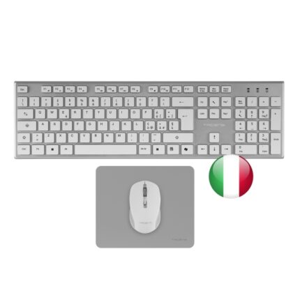 Tacens Zenith Combo Pack Wireless con tastiera completa + mouse e tappetino - Disposizione italiana QWERTY IT - Tasti silenziosi a profilo ribassato - Sensore da 3200 dpi - Connessione Dual Link 2