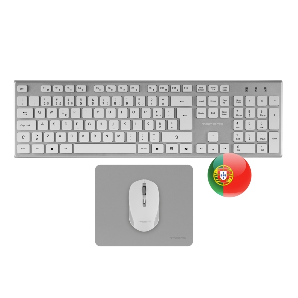 Tacens Zenith Combo Pack Wireless con tastiera completa + mouse e tappetino - Disposizione portoghese QWERTY PT - Tasti silenziosi a profilo ribassato - Sensore da 3200 dpi - Connessione Dual Link 2 Tacens Zenith Combo Pack Wireless con tastiera completa + mouse e tappetino - Disposizione portoghese QWERTY PT - Tasti silenziosi a profilo ribassato - Sensore da 3200 dpi - Connessione Dual Link 2