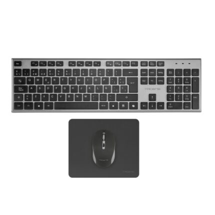 Tacens Zenith Combo Pack Wireless con tastiera completa + mouse e tappetino - Disposizione QWERTY ES - Tasti silenziosi a profilo ribassato - Sensore da 3200 dpi - Connessione Dual Link 2