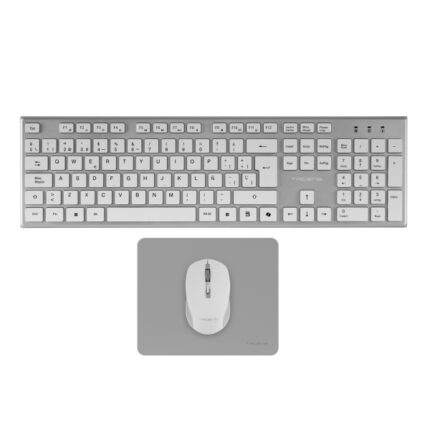 Tacens Zenith Combo Pack Wireless con tastiera completa + mouse e tappetino - Disposizione QWERTY ES - Tasti silenziosi a profilo ribassato - Sensore da 3200 dpi - Connessione Dual Link 2