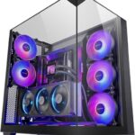 Mars Gaming MC-3GF Case Tower ATX - 2 ventole ARGB posteriori preinstallate - Triplo vetro temperato - Montaggio verticale per schede grafiche - Supporto per raffreddamento a liquido fino a 360 mm - 420 x 289 x 460 mm - Colore nero