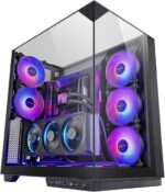 Mars Gaming MC-3GF Case Tower ATX - 2 ventole ARGB posteriori preinstallate - Triplo vetro temperato - Montaggio verticale per schede grafiche - Supporto per raffreddamento a liquido fino a 360 mm - 420 x 289 x 460 mm - Colore nero