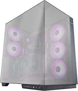 Mars Gaming MC-3GFPRO Case Tower ATX - 2 ventole ARGB posteriori preinstallate - Triplo vetro cromato - Montaggio verticale per schede grafiche - Supporto per raffreddamento a liquido fino a 360 mm - Finitura in fibra di carbonio - 420 x 289 x 460 mm - Colore nero