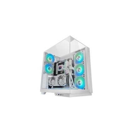 Mars Gaming MC-3GFW Case Tower ATX - 2 ventole ARGB posteriori preinstallate - Triplo vetro temperato - Montaggio verticale per schede grafiche - Supporto per raffreddamento a liquido fino a 360 mm - 420 x 289 x 460 mm - Colore bianco