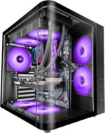 Mars Gaming MC-CURV Case Tower ATX - Vetro temperato curvo continuo - Doppia camera - Connettività USB-C e USB 3.0 - 7 slot di espansione - 343x286x353 mm - Colore nero