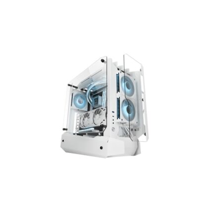 Mars Gaming MC-EDGE Case Tower ATX - Supporto per raffreddamento a liquido - Triplo vetro temperato - Formato Open Air - 7 slot di espansione - Colore bianco