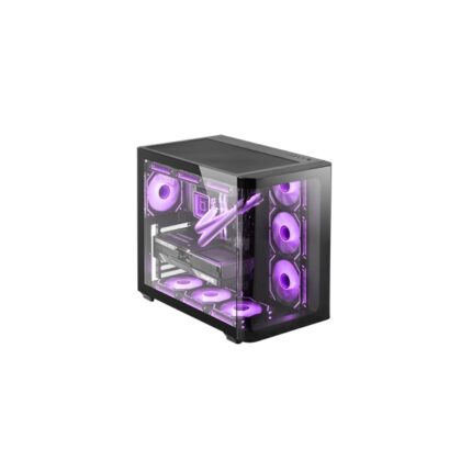 Mars Gaming MC-FUSION Case Tower ATX - Vetro temperato curvo continuo - Supporta raffreddamento a liquido - Capacità fino a 10 ventole - 7 slot di espansione - Colore nero