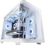 Mars Gaming MC-FUSIONM Minitorre ultracompatta - Supporto MicroATX/Mini-ITX - Vetro temperato curvo continuo - Supporto per raffreddamento a liquido - 5 slot di espansione - Colore bianco