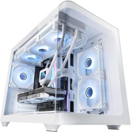 Mars Gaming MC-FUSIONM Minitorre ultracompatta - Supporto MicroATX/Mini-ITX - Vetro temperato curvo continuo - Supporto per raffreddamento a liquido - 5 slot di espansione - Colore bianco