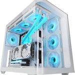 Mars Gaming MC-FUSION Case Tower ATX - Vetro temperato curvo continuo - Supporta raffreddamento a liquido - Capacità fino a 10 ventole - 7 slot di espansione - Colore bianco