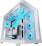 Mars Gaming MC-FUSION Case Tower ATX - Vetro temperato curvo continuo - Supporta raffreddamento a liquido - Capacità fino a 10 ventole - 7 slot di espansione - Colore bianco