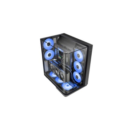 Mars Gaming MC-INFINIO Case Tower ATX - 2 ventole da 120 mm FRGB - Vetro temperato curvo continuo - Montaggio verticale per GPU - 7 slot di espansione - 420x289x460 mm - Colore nero