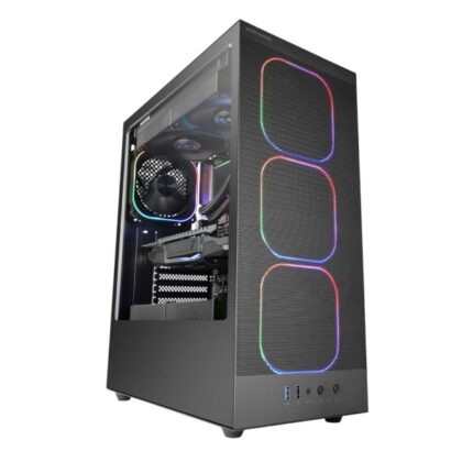 Mars Gaming MC-NEBULA Case Tower ATX - Lato in vetro temperato - 4 ventole ARGB da 120 mm - Griglia frontale in metallo - 443x350x196 mm - Colore nero