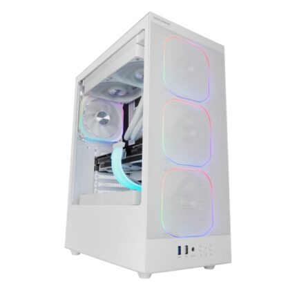 Mars Gaming MC-NEBULA Case Tower ATX - Lato in vetro temperato - 4 ventole ARGB da 120 mm - Griglia metallica frontale - 443 x 350 x 196 mm - Colore bianco