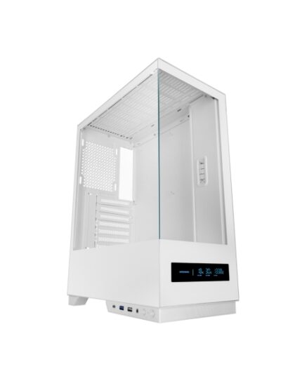 Mars Gaming MC-PULSAR Case Tower ATX - Doppio vetro temperato - Display LCD - Gestione cavi - 453x350x196 mm - Colore bianco