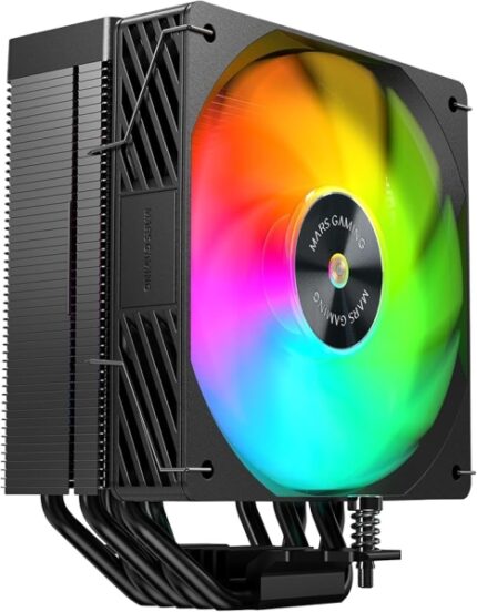 Mars Gaming MCPU-X5ARGB Dissipatore CPU con 280W di potenza - Ventola PWM da 120mm - Illuminazione ARGB - 5 Heatpipe HCT - Colore nero
