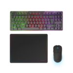 Mars Gaming MCPWTKL Combo Pack Gaming 3in1 - Tastiera ibrida H-Mech formato TKL - Disposizione QWERTY ES - Mouse 3200 dpi - Interruttori HUANO - Colore nero