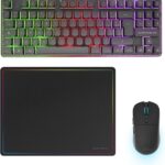 Mars Gaming MCPWTKL Combo Pack Gaming 3in1 - Tastiera ibrida H-Mech Formato TKL - Disposizione francese AZERTY FR - Mouse 3200dpi - Interruttori HUANO - Colore nero