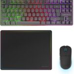 Mars Gaming MCPWTKL Combo Pack Gaming 3in1 - Tastiera ibrida H-Mech formato TKL - Disposizione internazionale QWERTY US - Mouse 3200dpi - Interruttori HUANO - Colore nero
