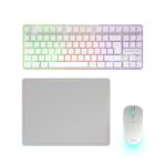 Mars Gaming MCPWTKL Combo Pack Gaming 3in1 - Tastiera ibrida H-Mech formato TKL - Disposizione QWERTY ES - Mouse 3200dpi - Interruttori HUANO - Colore bianco