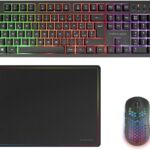 Mars Gaming MCPWX Combo Pack Gaming 3in1 - Tastiera ibrida H-Mech - Disposizione italiana QWERTY IT - Mouse 3200dpi - Interruttori HUANO - Colore nero