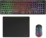 Mars Gaming MCPWX Combo Pack Gaming 3in1 - Tastiera ibrida H-Mech - Disposizione portoghese QWERTY PT - Mouse 3200dpi - Interruttori HUANO - Colore nero