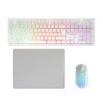 Mars Gaming MCPWX Combo Pack Gaming 3in1 - Tastiera ibrida H-Mech - Disposizione QWERTY ES - Mouse 3200dpi - Interruttori HUANO - Colore bianco