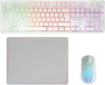 Mars Gaming MCPWX Combo Pack Gaming 3in1 - Tastiera ibrida H-Mech - Disposizione francese AZERTY FR - Mouse 3200dpi - Interruttori HUANO - Colore bianco