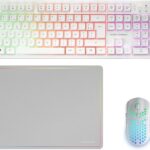 Mars Gaming MCPWX Combo Pack Gaming 3in1 - Tastiera ibrida H-Mech - Disposizione francese AZERTY FR - Mouse 3200dpi - Interruttori HUANO - Colore bianco